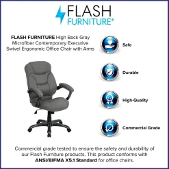 Office Chairs*Flash Furniture Jessie Ergonomic Microfiber Swivel High Back Executive Office Chair, Gray (GO725GY)