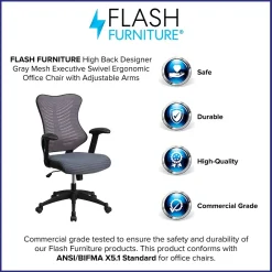 Office Chairs*Flash Furniture Kale Ergonomic Mesh Swivel High Back Executive Office Chair, Gray (BLZP806GY)