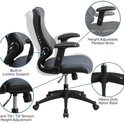 Office Chairs*Flash Furniture Kale Ergonomic Mesh Swivel High Back Executive Office Chair, Gray (BLZP806GY)