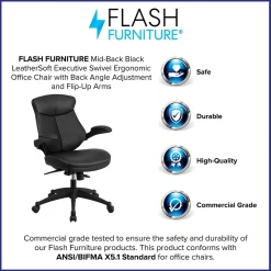 Office Chairs*Flash Furniture Kale Ergonomic LeatherSoft Swivel Mid-Back Executive Office Chair, Black (BLZP804)