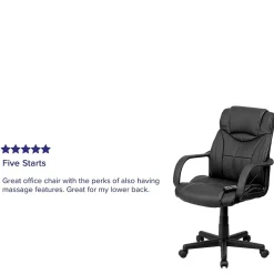 Office Chairs*Flash Furniture Laverne Ergonomic LeatherSoft Swivel Mid-Back Massaging Executive Office Chair, Black (BT2690P)