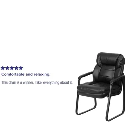 Office Chairs*Flash Furniture Leather Mid Back Executive Side Chair With Sled Base, Black