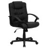 Office Chairs*Flash Furniture Lindon LeatherSoft Swivel Mid-Back Task Office Chair, Black (GO937MBKLEA)