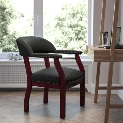 Office Chairs*Flash Furniture Luxurious Vinyl Conference Chair, Black and Mahogany (BZ105BLK)