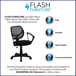 Office Chairs*Flash Furniture Neri Ergonomic Mesh Swivel Low Back Task Office Chair, Black (WA3074BKARM)