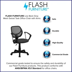 Office Chairs*Flash Furniture Neri Ergonomic Mesh Swivel Low Back Task Office Chair, Gray (WA3074GYARM)