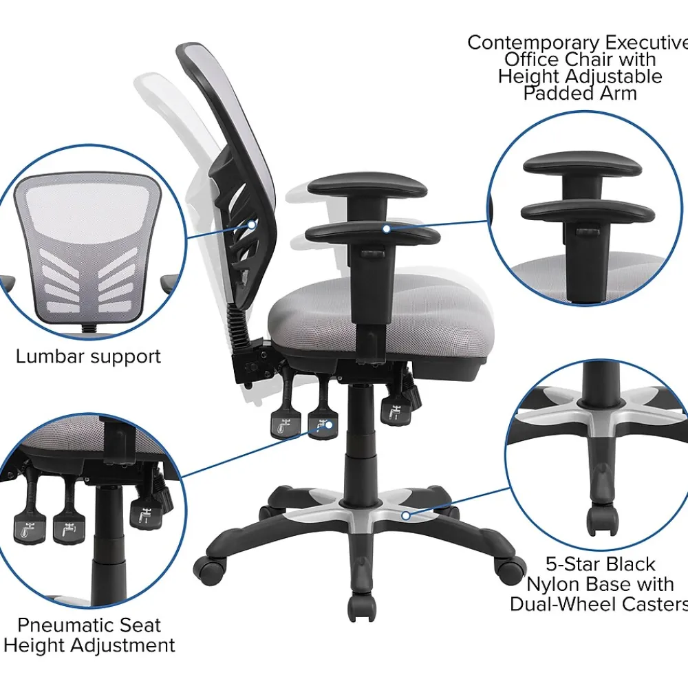 Ergonomic Chairs*Flash Furniture Nicholas Ergonomic Mesh Swivel Mid-Back Multifunction Executive Office Chair, (HL0001GY) Gray
