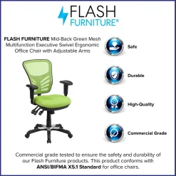 Ergonomic Chairs*Flash Furniture Nicholas Ergonomic Mesh Swivel Mid-Back Multifunction Executive Office Chair, (HL0001GN) Green