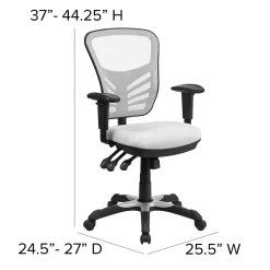Ergonomic Chairs*Flash Furniture Nicholas Ergonomic Mesh Swivel Mid-Back Multifunction Executive Office Chair, (HL0001WH) White