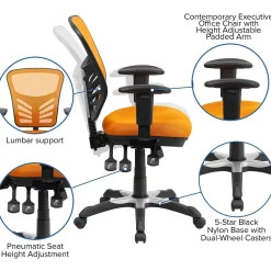 Ergonomic Chairs*Flash Furniture Nicholas Ergonomic Mesh Swivel Mid-Back Multifunction Executive Office Chair, (HL0001OR) Orange
