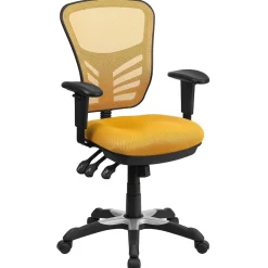 Ergonomic Chairs*Flash Furniture Nicholas Ergonomic Mesh Swivel Mid-Back Multifunction Executive Office Chair, (HL0001YEL) Yellow-Orange