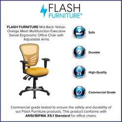 Ergonomic Chairs*Flash Furniture Nicholas Ergonomic Mesh Swivel Mid-Back Multifunction Executive Office Chair, (HL0001YEL) Yellow-Orange