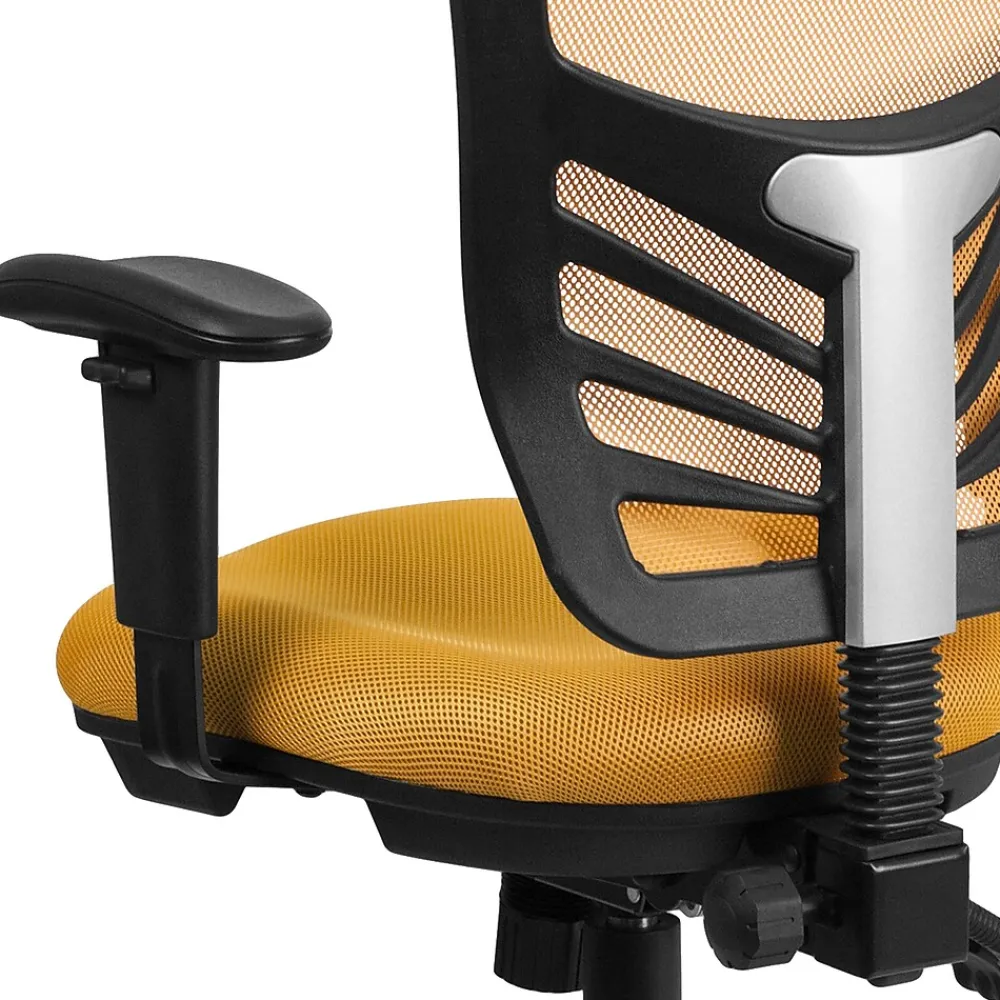 Ergonomic Chairs*Flash Furniture Nicholas Ergonomic Mesh Swivel Mid-Back Multifunction Executive Office Chair, (HL0001YEL) Yellow-Orange