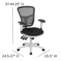 Ergonomic Chairs*Flash Furniture Nicholas Ergonomic Mesh Swivel Mid-Back Multifunction Executive Office Chair, (HL0001WHBK) Black/White Frame