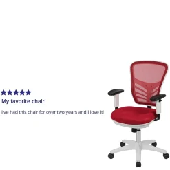 Ergonomic Chairs*Flash Furniture Nicholas Ergonomic Mesh Swivel Mid-Back Multifunction Executive Office Chair, (HL0001WHRED) Red/White Frame