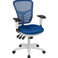 Ergonomic Chairs*Flash Furniture Nicholas Ergonomic Mesh Swivel Mid-Back Multifunction Executive Office Chair, (HL0001WHBLUE) Blue/White Frame