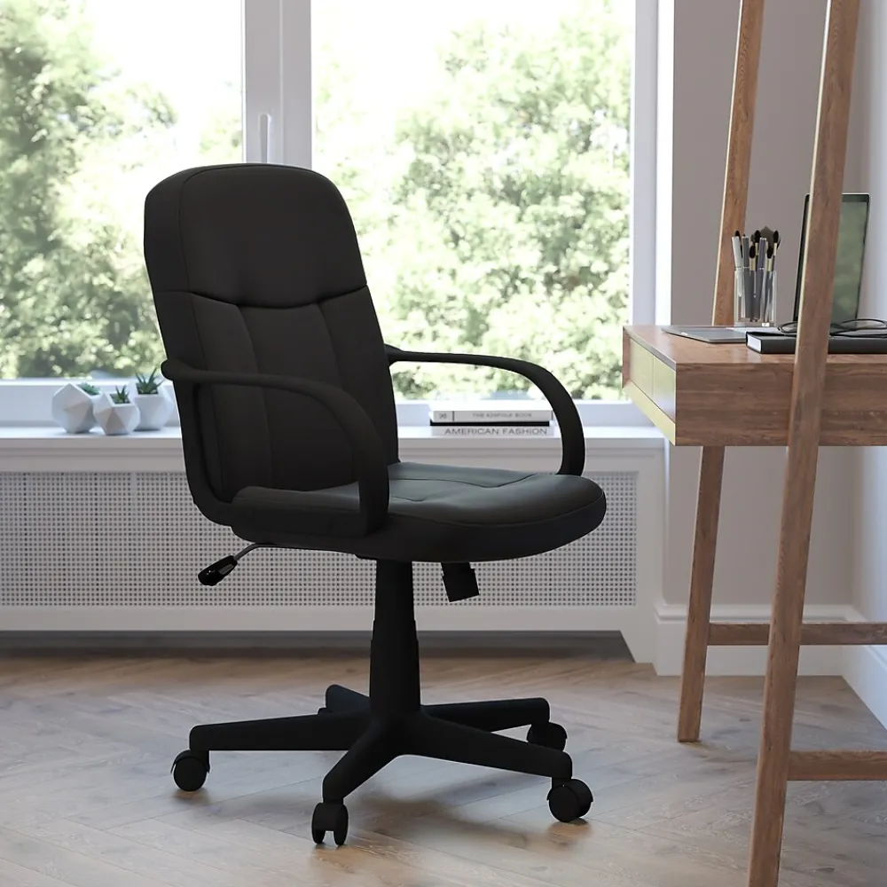 Office Chairs*Flash Furniture Paulson Vinyl Swivel Mid-Back Executive Office Chair, Black (H8020)