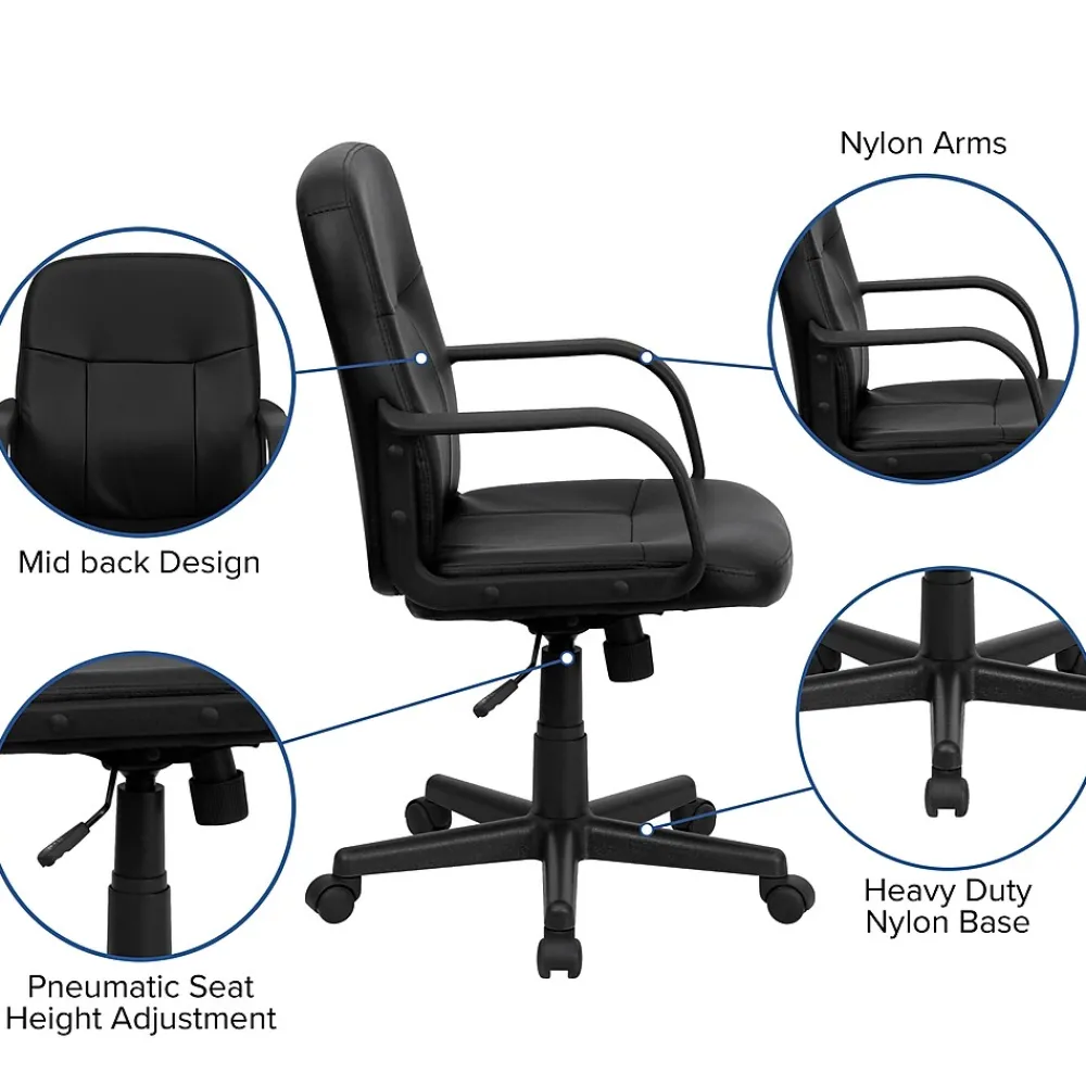 Office Chairs*Flash Furniture Paulson Vinyl Swivel Mid-Back Executive Office Chair, Black (H8020)