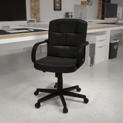 Office Chairs*Flash Furniture Rider LeatherSoft Swivel Mid-Back Task Office Chair, Black (GO228SBKLEA)