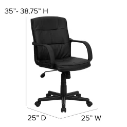 Office Chairs*Flash Furniture Rider LeatherSoft Swivel Mid-Back Task Office Chair, Black (GO228SBKLEA)