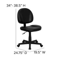 Office Chairs*Flash Furniture Ronald Armless Ergonomic LeatherSoft Swivel Mid-Back Task Office Chair, Black (BT688BK)