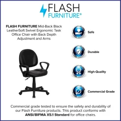Office Chairs*Flash Furniture Ronald Ergonomic LeatherSoft Swivel Mid-Back Task Office Chair, Black (BT688BKA)