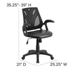 Office Chairs*Flash Furniture Sam Ergonomic LeatherSoft/Mesh Swivel Mid-Back Task Office Chair, Black (GOWY82LEA)