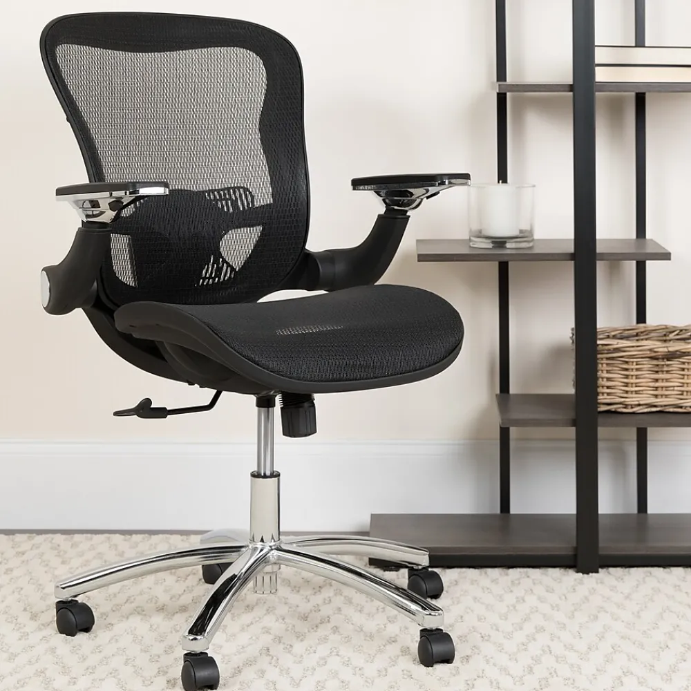 Office Chairs*Flash Furniture Sam Ergonomic Mesh Swivel Mid-Back Executive Office Chair, Transparent Black (GOWY87)