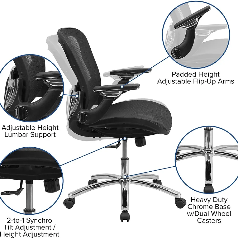 Office Chairs*Flash Furniture Sam Ergonomic Mesh Swivel Mid-Back Executive Office Chair, Transparent Black (GOWY87)