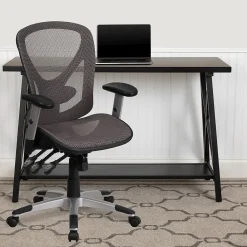 Office Chairs*Flash Furniture Sam Ergonomic Mesh Swivel Mid-Back Multifunction Executive Office Chair, Transparent Gray (GOWY1363)