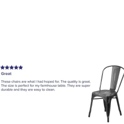 Folding & Stacking*Flash Furniture Tenley Metal Stacking Chair, Distressed Black (ET3534BK)