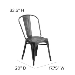 Folding & Stacking*Flash Furniture Tenley Metal Stacking Chair, Distressed Black (ET3534BK)