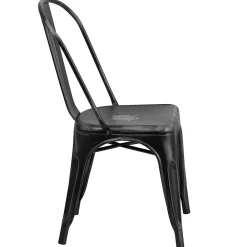 Folding & Stacking*Flash Furniture Tenley Metal Stacking Chair, Distressed Black (ET3534BK)