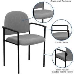 Folding & Stacking*Flash Furniture Tiffany Fabric Stackable Side Reception Chair with Arms, Gray (BT5161GY)