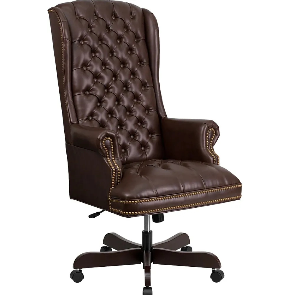 Office Chairs*Flash Furniture Turner Ergonomic LeatherSoft Swivel High Back Fully Tufted Executive Office Chair, Brown (CI360BRN)