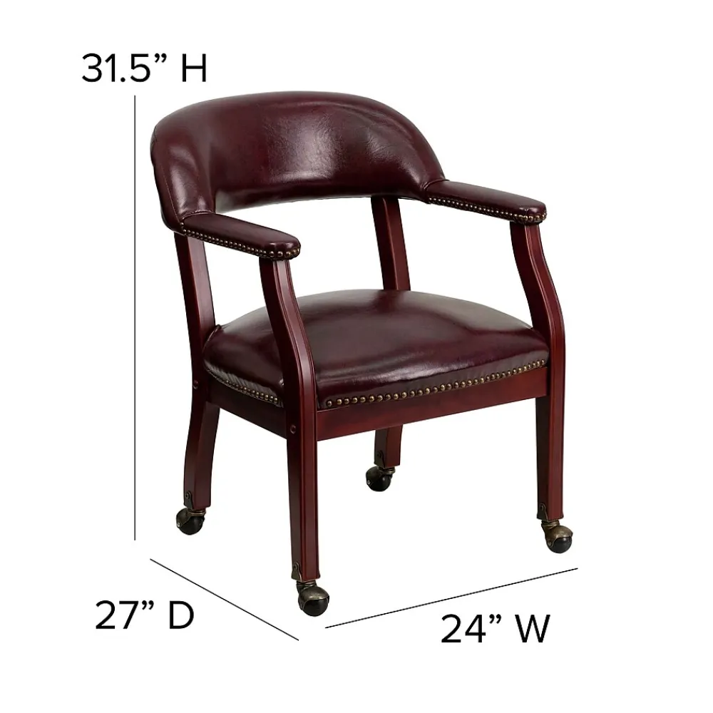 Office Chairs*Flash Furniture Vinyl Mid Back Luxurious Conference Chair With Casters, Oxblood