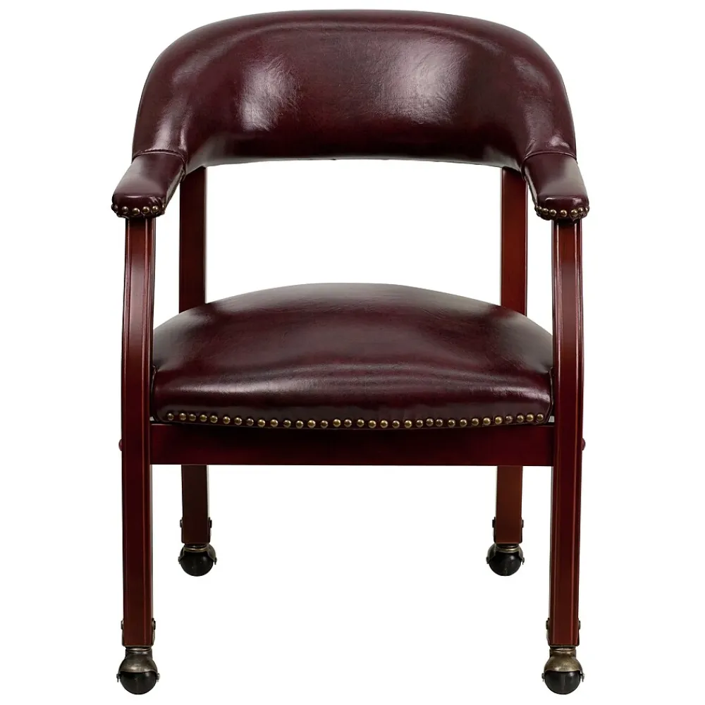 Office Chairs*Flash Furniture Vinyl Mid Back Luxurious Conference Chair With Casters, Oxblood