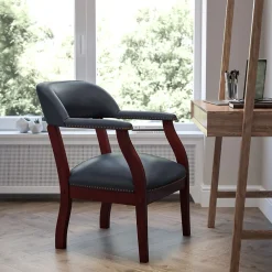 Office Chairs*Flash Furniture Vinyl Mid Back Luxurious Conference Chair, Navy