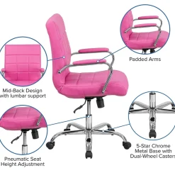 Office Chairs*Flash Furniture Vivian Vinyl Swivel Mid-Back Executive Office Chair, Pink (GO2240PK)