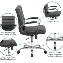 Office Chairs*Flash Furniture Vivian Vinyl Swivel Mid-Back Executive Office Chair, Black (GO2240BK)