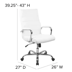Office Chairs*Flash Furniture Whitney Ergonomic LeatherSoft Swivel High Back Executive Office Chair, White/Chrome (GO2286HWH)