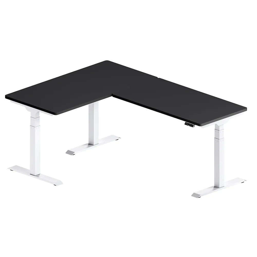 Standing Desks*FlexiSpot E7L Series 76"W Electric L-Shaped Adjustable Standing Desk, Black/White (E7LW557624B)