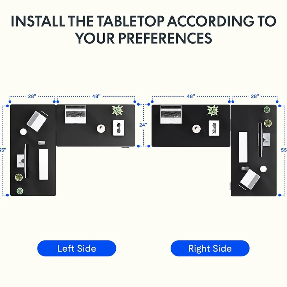 Standing Desks*FlexiSpot E7L Series 76"W Electric L-Shaped Adjustable Standing Desk, Black/White (E7LW557624B)
