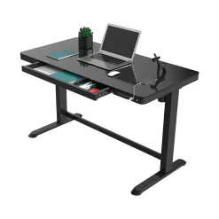 Standing Desks*FlexiSpot 48"W Electric Adjustable Glass Top Standing Desk, Black (EG8B-E)