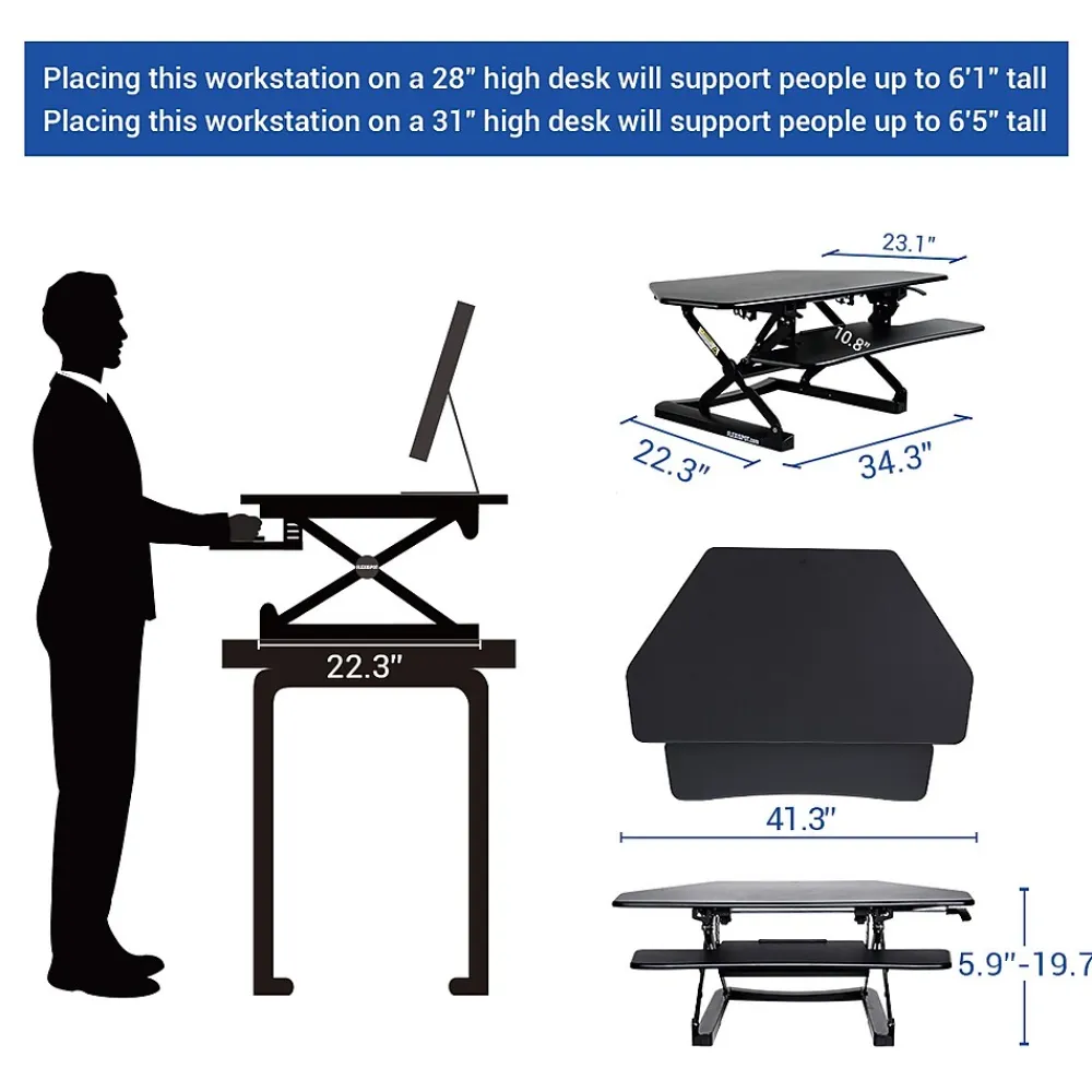 Standing Desks*FlexiSpot 41"W Manual Sit-Stand Desk Converter, Black (M4B-E-US)