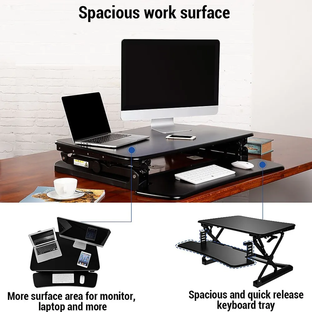 Standing Desks*FlexiSpot 35"W Manual Sit-Stand Desk Converter, Black (M2B)