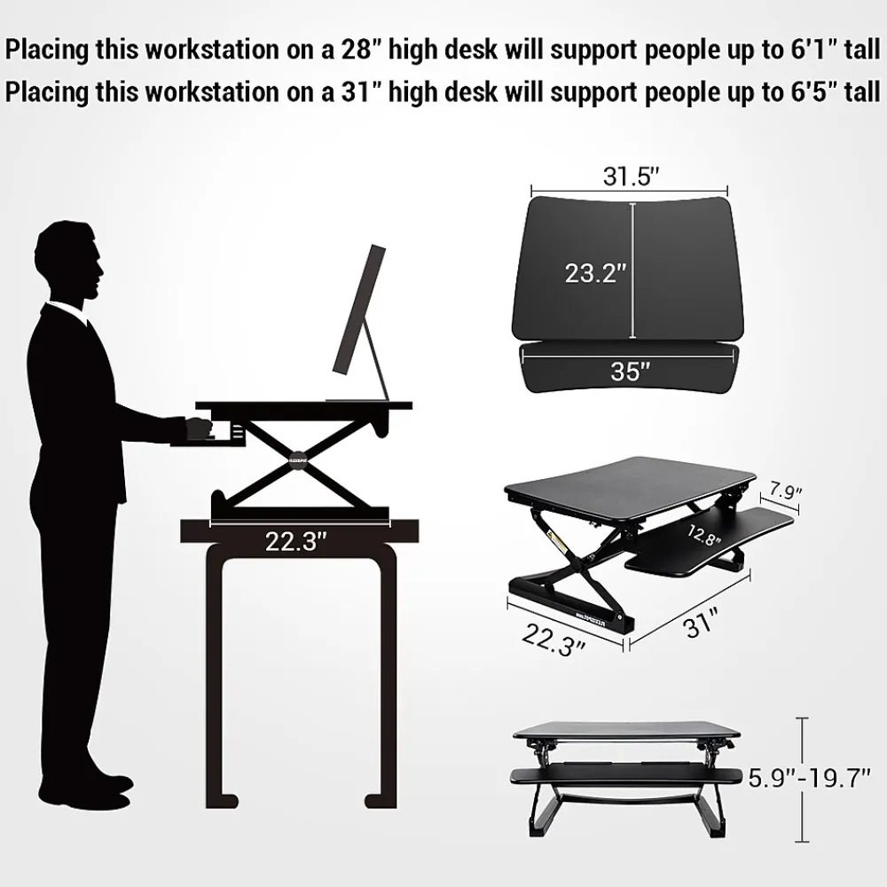 Standing Desks*FlexiSpot 35"W Manual Sit-Stand Desk Converter, Black (M2B)
