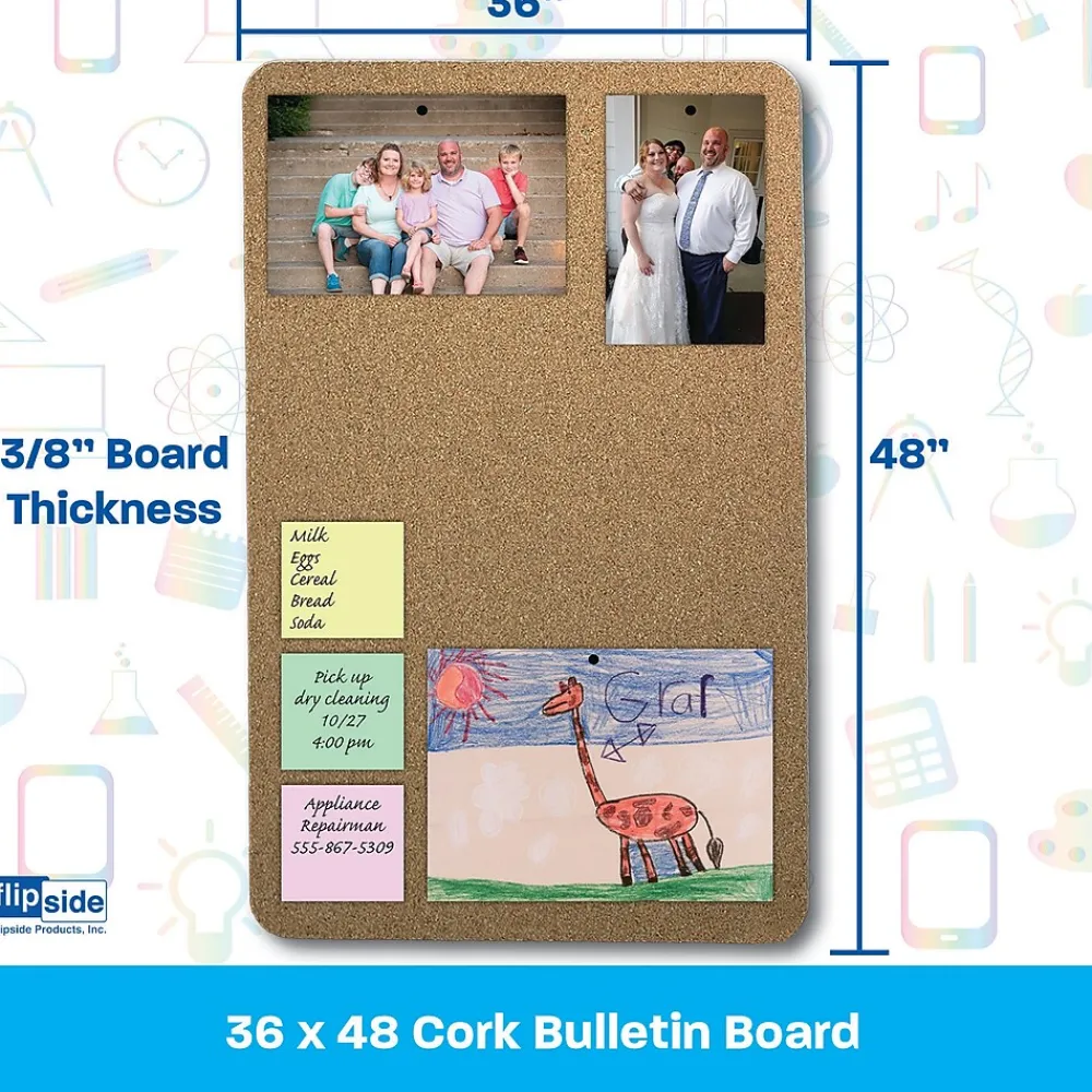 Bulletin*Flipside Cork Bulletin Board, 36" x 48" (10099)