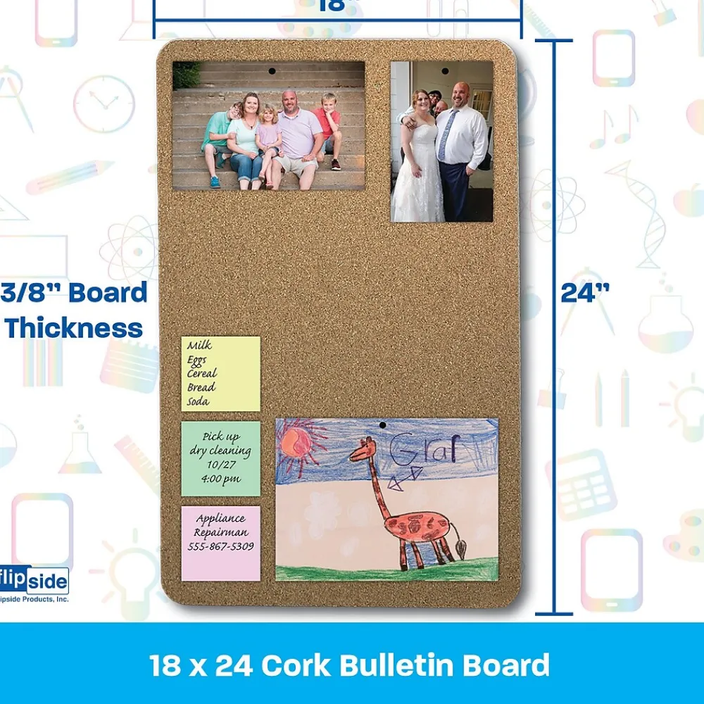 Bulletin*Flipside Cork Bulletin Board, 2' x 1.5', 5/Carton (10086)