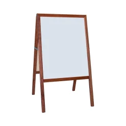 Dry Erase*Flipside Dry-Erase Marquee Easel, 42", White/Black/Stained Wood (31710)